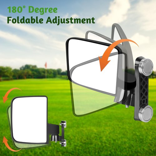 Omgro No Drilling Golf Cart Side Mirrors for EZGO Club Car Yamaha, Strong Magnetic HD Shatterproof Side View Golf Cart Mirrors, 2 Pack