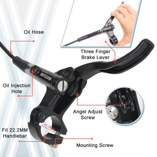 BUCKLOS MTB Hydraulic Disc Brakes Set with 160mm Rotors 2 Piston Bike Disc Brake Aluminum Alloy Levers with Calipers PM/IS Adapter Fit for Mountain Bike, Road Bike, BMX HB-323