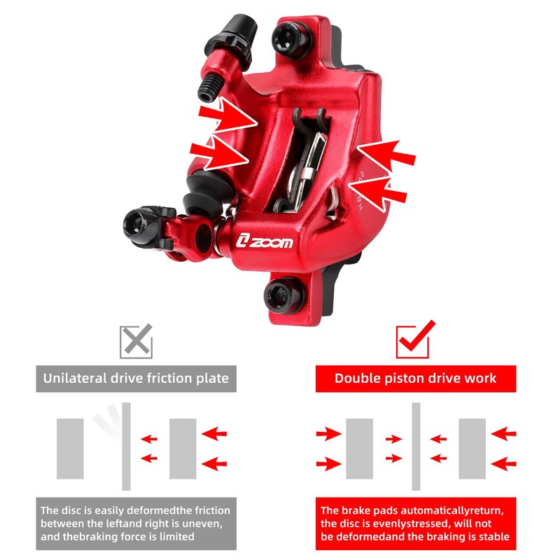 Z00M HB-100 Hydraulic Disc Brake Calipers, MTB Bike Disc Brakes Front & Rear Caliper Set with 160 mm Rotors, Aluminum Alloy Bicycle Disc Brake Kit for eBike, Mountain Bike, Road Bike, Fat Bike