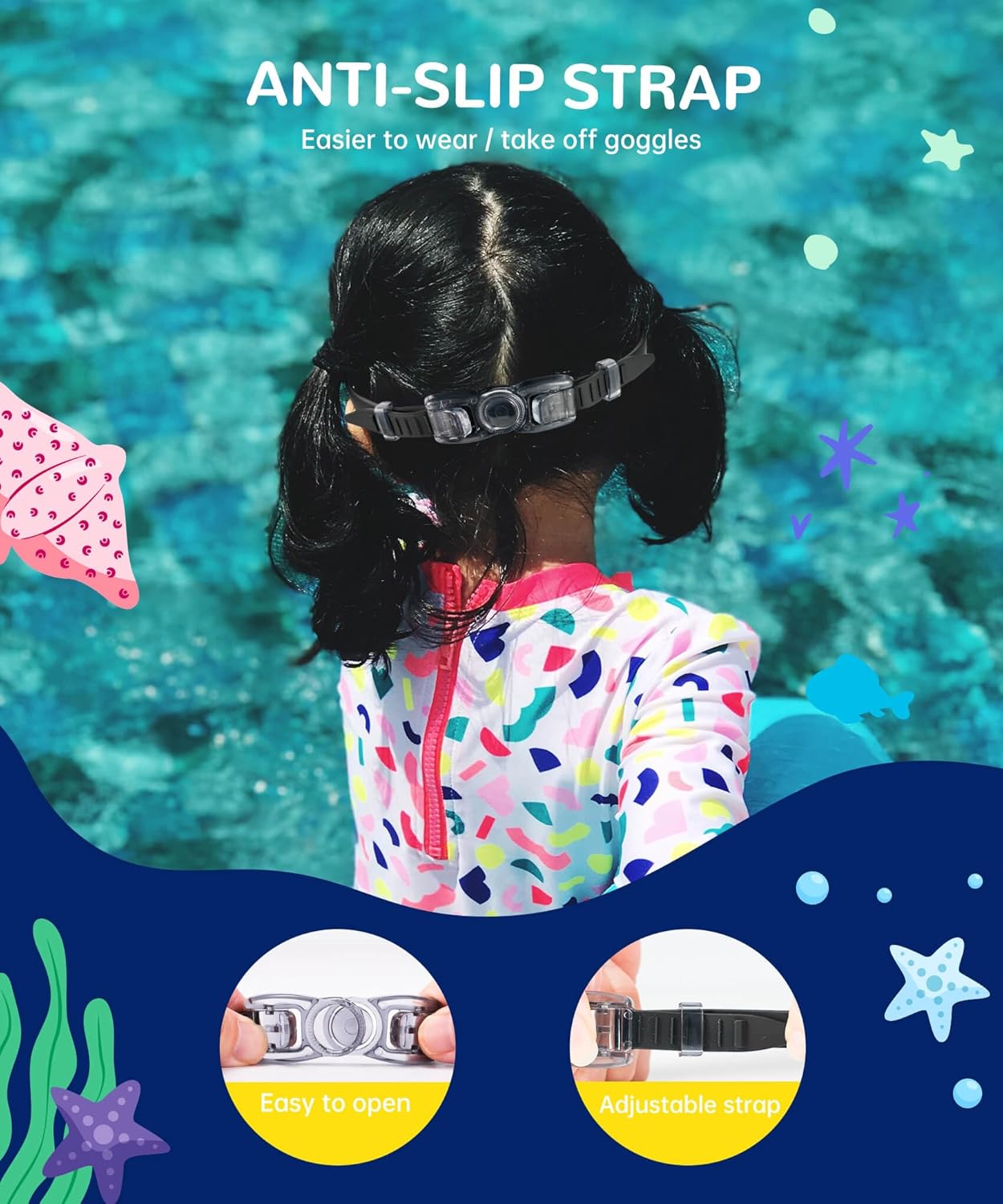 NSSIW Kids Swimming Goggles - Anti-Fog UV400 Protection | No Leak Design for Ages 6-14, 3 Pack