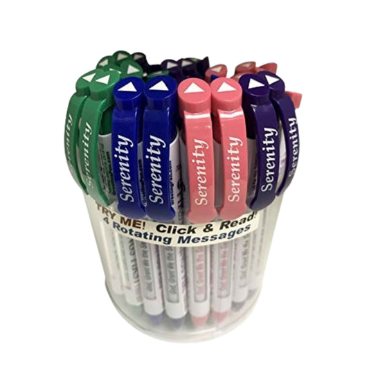 Greeting Pen – Serenity Prayer Rotating Message Pen – Inspirational Christian pen with 4 Uplifting Bible Verse Messages – Faith-Based Encouragement for Recovery – Variety -36 Pack 9027