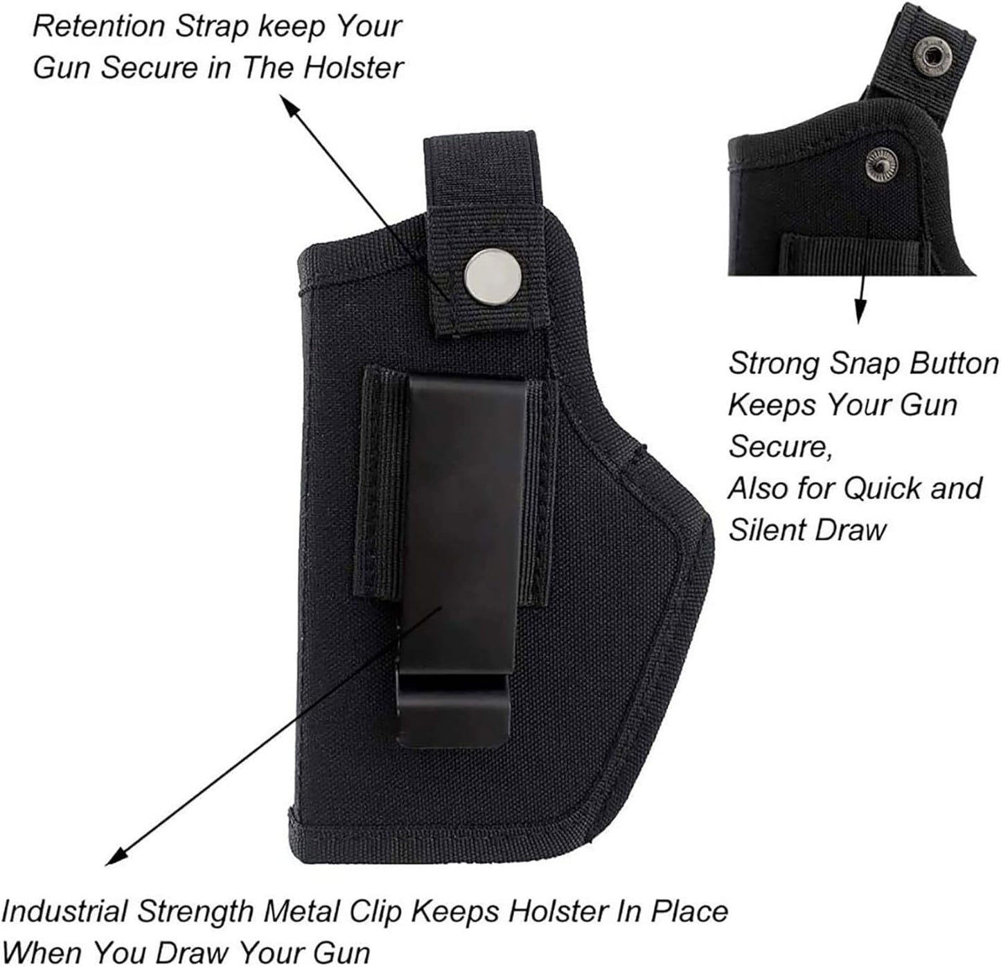 Skiennix Concealed Carry Holster - Metal Clip IWB/OWB for Airsoft Pistol Handguns | Right & Left Hand Draw