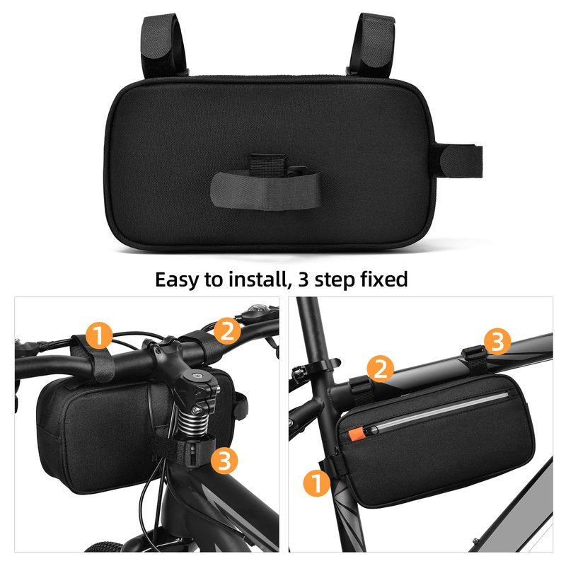 VENFOREST Bike Handlebar Bag Professional Waterproof Bike Crossbar Front Bag Bicycle Basket Frame Bags for Road Mountain Bicycle Outdoor Cycling Travel Hiking
