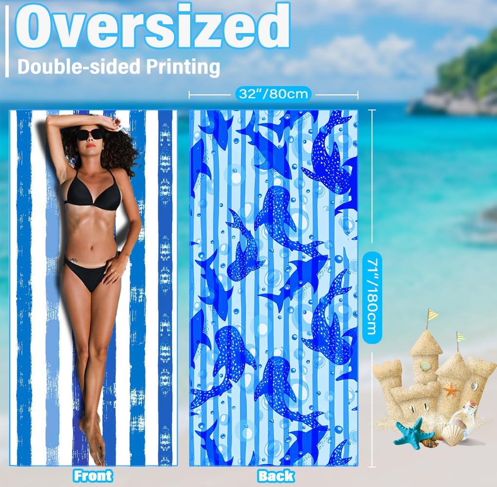 Widdonen Lightweight Microfiber Beach Towel - Sand-Free, Quick Dry, Extra Large, Soft & Compact