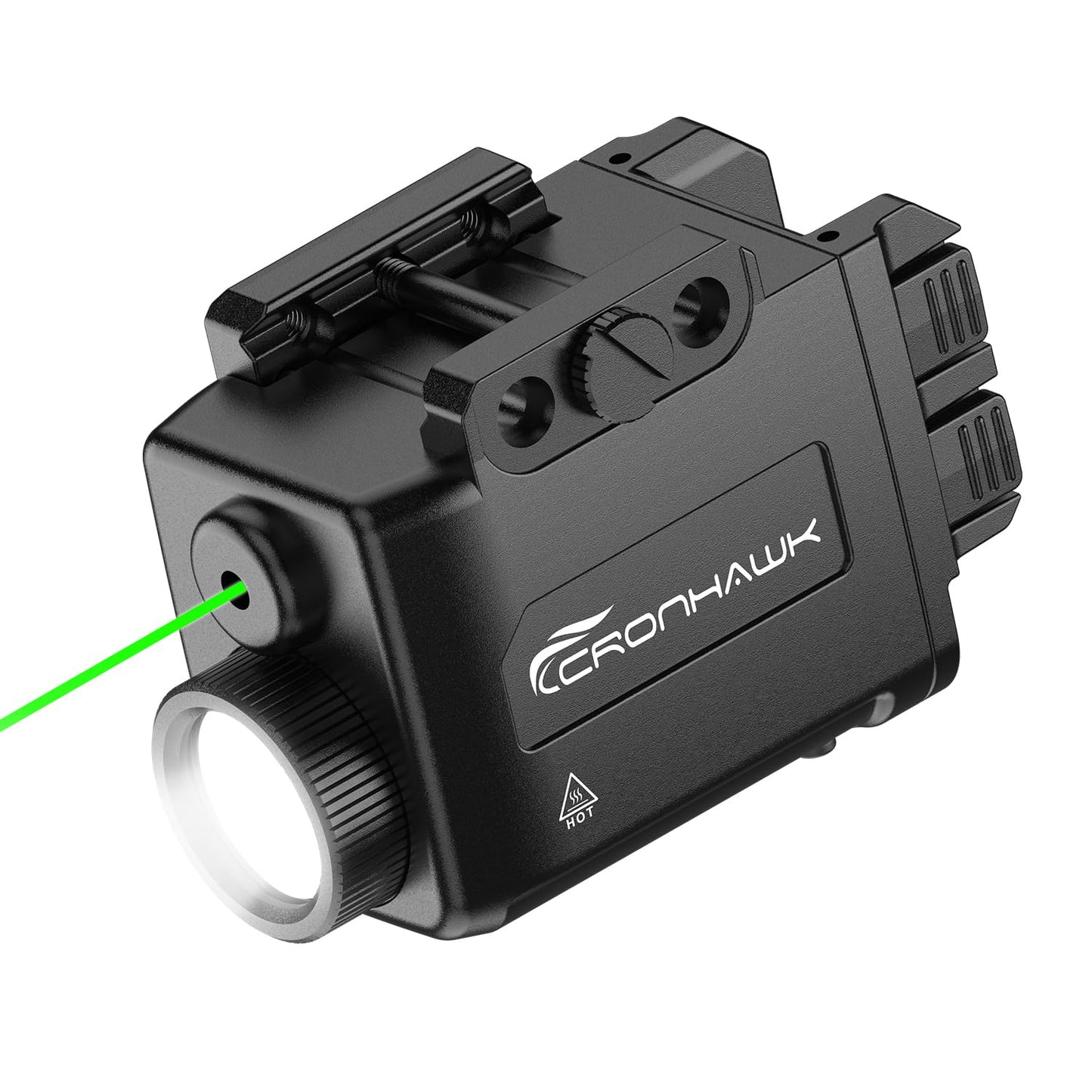 CRONHAWK Pistol Light Green Laser Combo Rechargeable, 700 Lumen Green Beam Flashlight for Picatinny 1913 Rail Mounted Light with Strobe, USB-C Charging