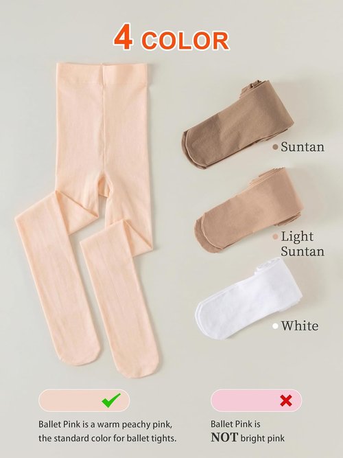 DIPUG Girls Ballet Tights - Ultra Soft Footed Dance Tights for Toddlers & Kids