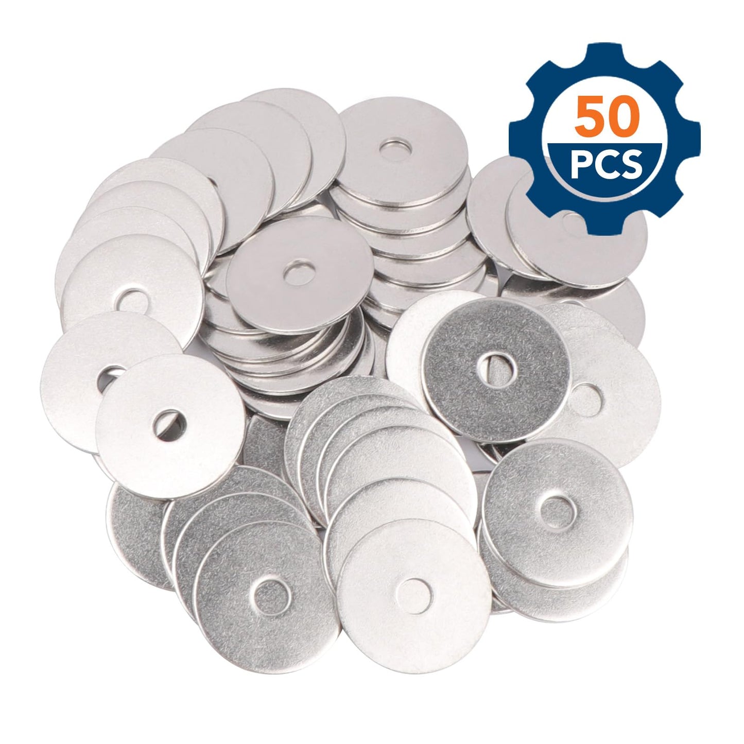 50PCS 1/4" x 1-1/4" Fender Washers, 18-8(304) Stainless Steel Flat Fender Washer, 1/4" ID x 1-1/4" OD, 0.06'' Thick
