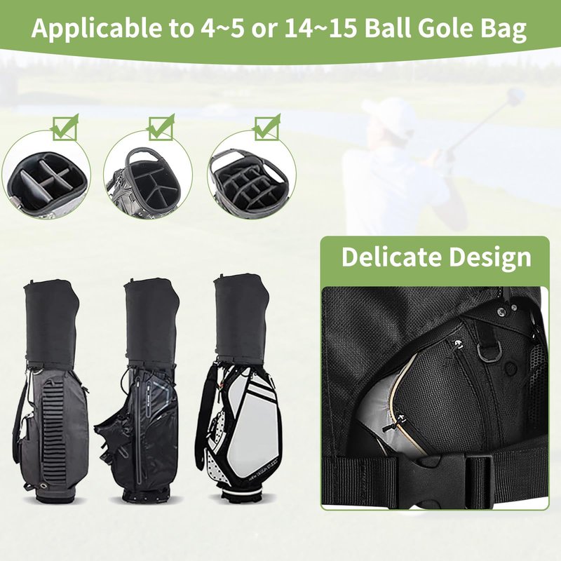 MUTUSHI Golf Bag Rain Cover Waterproof Golf Bag Hood Cover Gifts for Any Golfer,Beginner,Men and Women 13" L x 8" W x 20" H Black