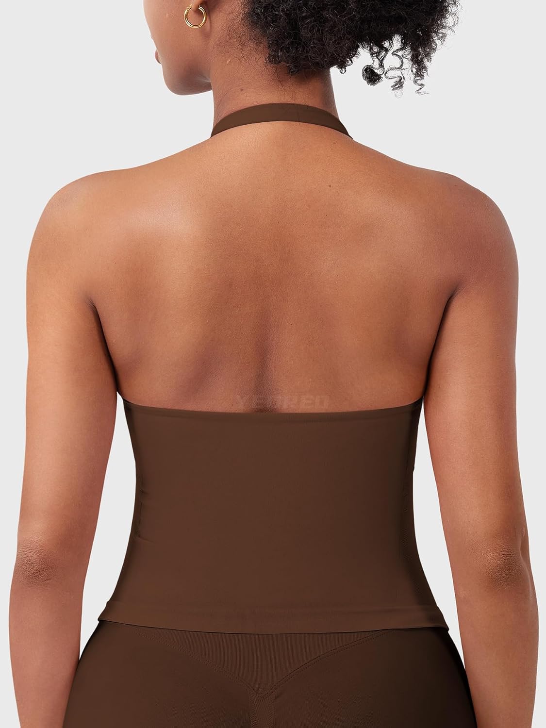 YEOREO SoftHue Women's Halter Tank Top - Backless Scoop Neck with Built-in Bra | Longline Crop for Gym Workouts