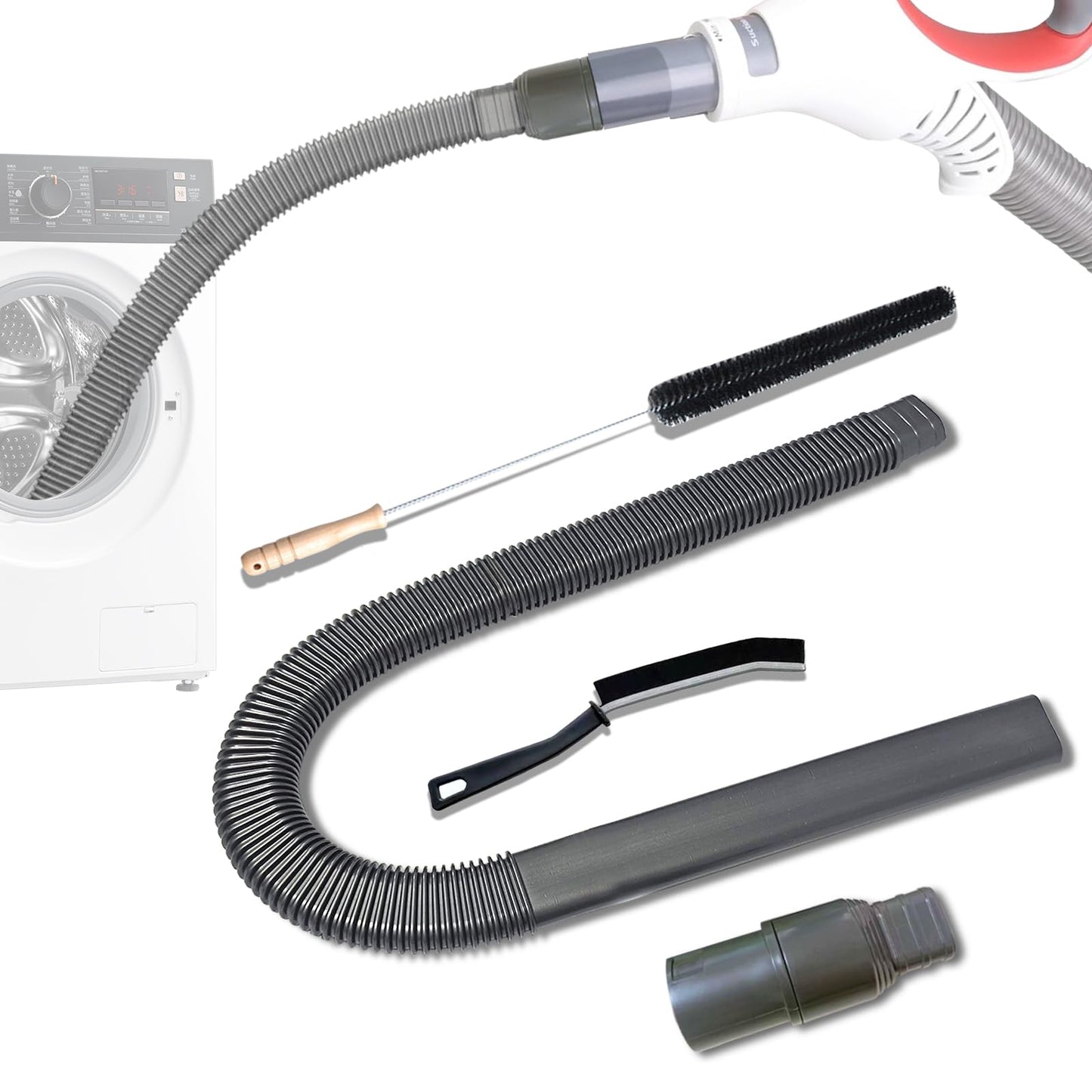 Dryer Vent Cleaner Kit for Shark NV350, NV351, NV352, NV353,NV360,NV500, NV501 Vacuum Attachment with Dryer Lint Brush and Hard Bristle Crevice Brush for Dryer Vent Replacement Parts