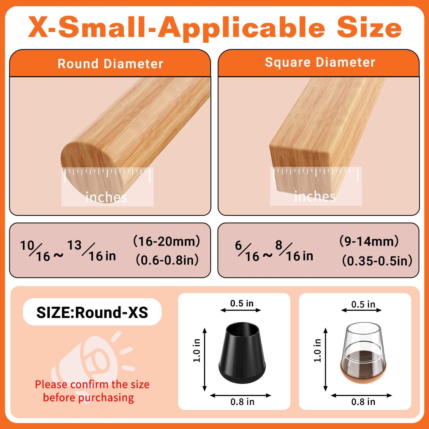 YTEACIUL Chair Leg Floor Protectors Extra Small 16 Pcs,Silicone Chair Leg Protectors for Hardwood Floors/Tiles,360°Wrapped Felt Bottom to Prevent Scratch and Reduce Noise, Round Black