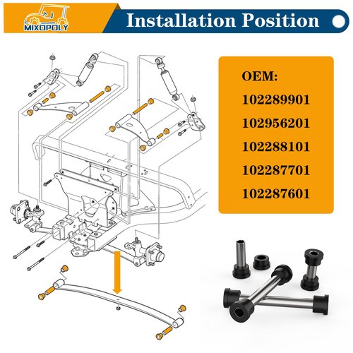 Mixopoly Front Spring and Upper A-Arms Bushing Sleeve Kit 102289901 for Club Car Precedent Golf Cart 2004-up, Replace OEM 102956201 102288101 102287701 102287601