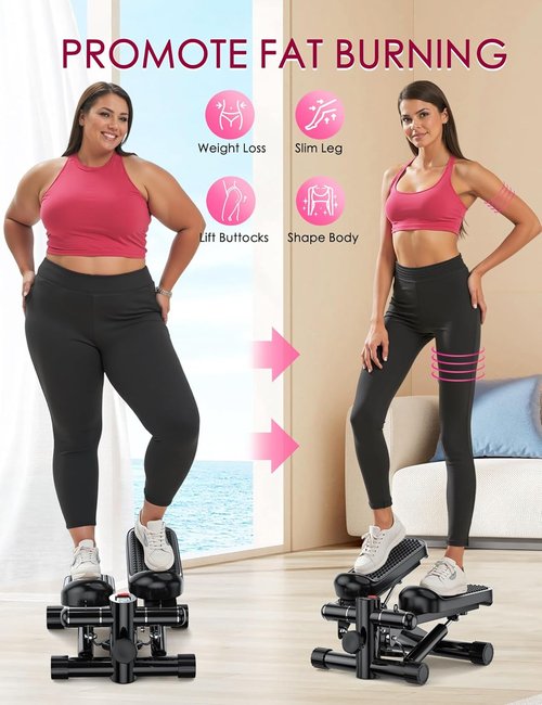 KitGody Mini Stepper - Portable Home Exercise Equipment with Resistance Bands | 330LBS Capacity, Adjustable Height
