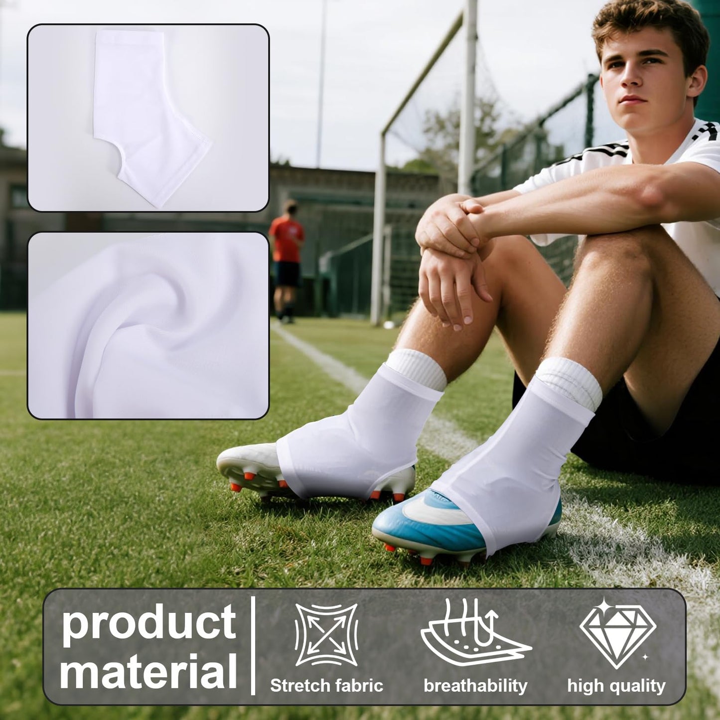 Spats Football Cleat Covers,Youth Cleat Covers Football Keeps Dirt/Turf Debri Out,Bike Cleat Covers,Cleat Sleeves For Football Soccer Lacrosse Kids Teenagers Youths Adults.Cleat Cover (White, Large)