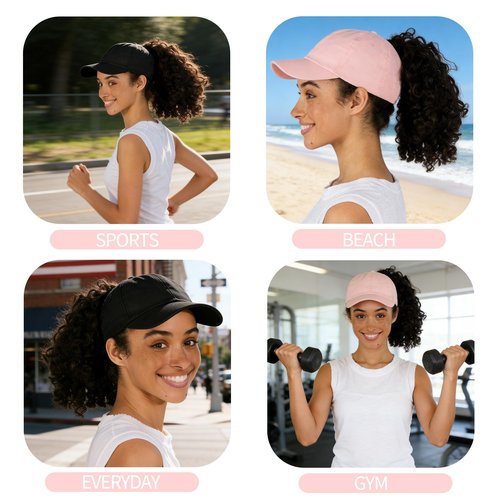 BAIKEA Magnetic Closure Ponytail Hats for Women Baseball Caps with Hidden Back Opening for Any Ponytail Height or Bun,22.83in/58cm