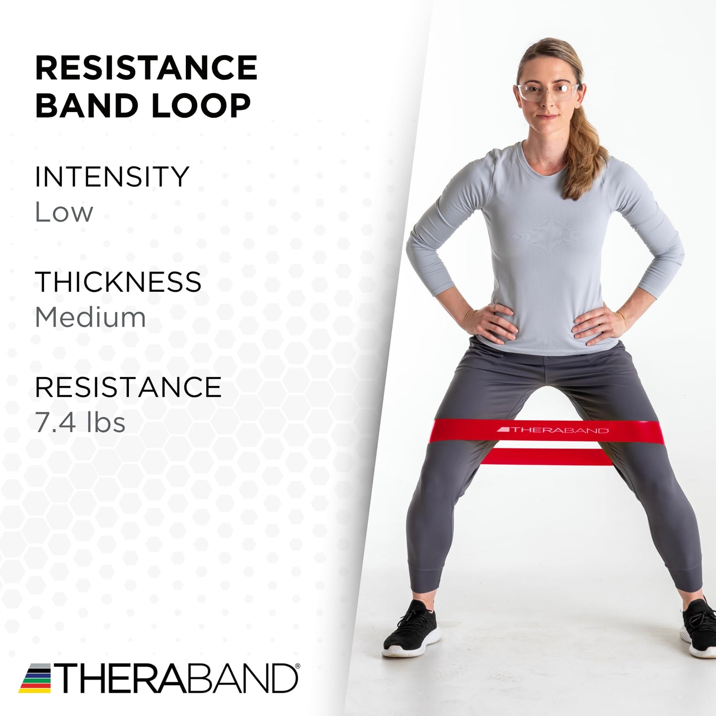 THERABAND Resistance Band Loop, Professional Latex Mini Band for Lower Pilates, Crossfit, Yoga, Stretching, Physical Therapy, Strength Training without Weights, 12 Inch, Red, Medium, Beginner Level 2