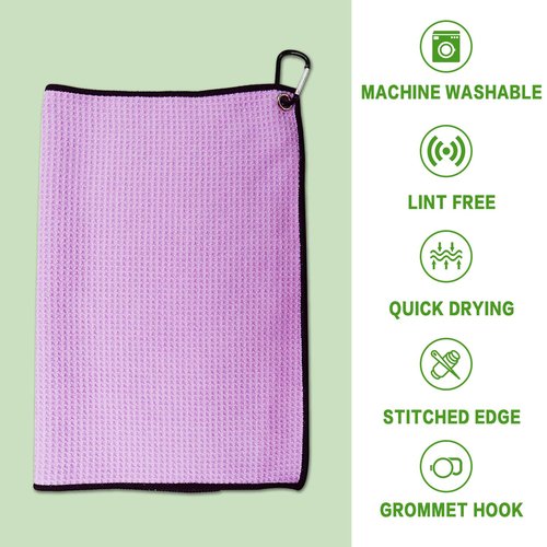 FINGER TEN Golf Towels Bulk for Golf Bags Men Women with Clip 16'' x 16'' Value 30 Pack, Microfiber Fabric Golf Towel for Mini Golf Tournament Fitness Yoga Hiking Camping (Multicolor)