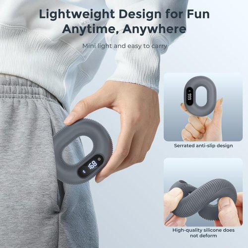 Smart Grip Strength Trainer with Bluetooth APP - Squeeze to Play Games & Scroll TikTok Hands-Free, Soft Silicone, Portable Hand Exercise for Strength, Stress Relief & Rehab (30 LB)