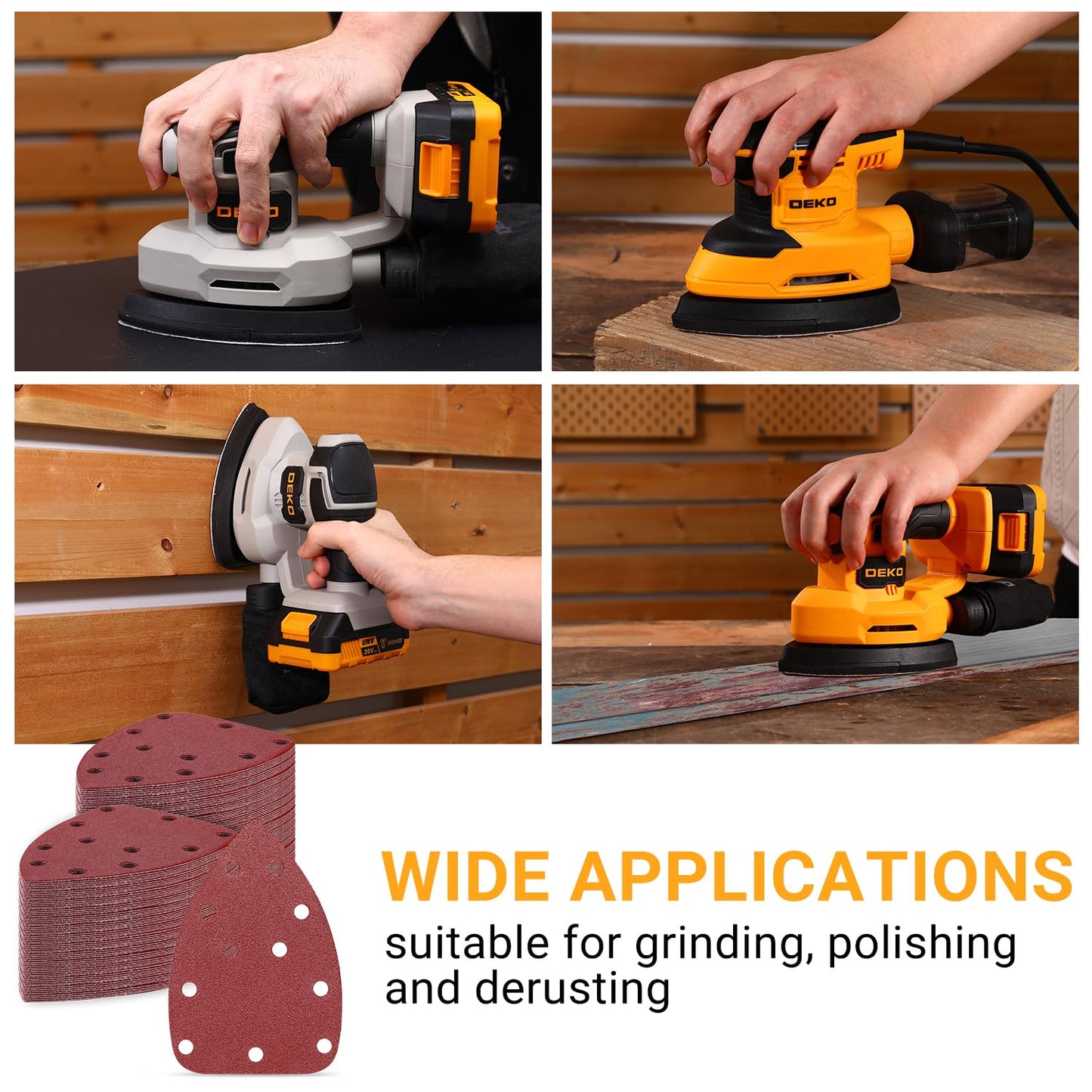 Sandpaper Sanding Discs Set: DEKOPRO 50 PCS Mouse Detail Sander Sandpaper Include 40,80,120,180,240 Grit