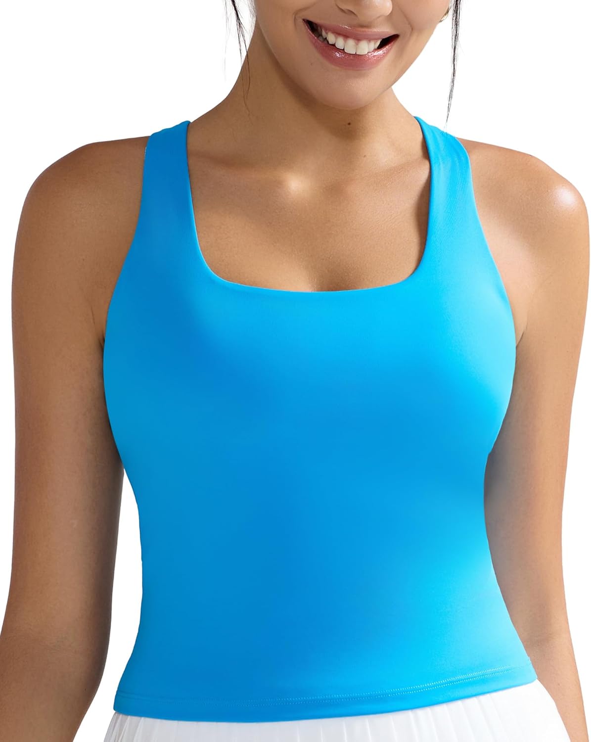 Running Girl Tank Tops - Built-In Bra Racerback Activewear for Women's Yoga & Workouts