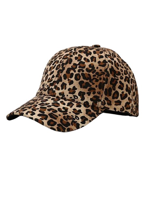 WDIRARA Women's Leopard Baseball Cap Outdoor Sun Hat Sports Caps Brown One-Size