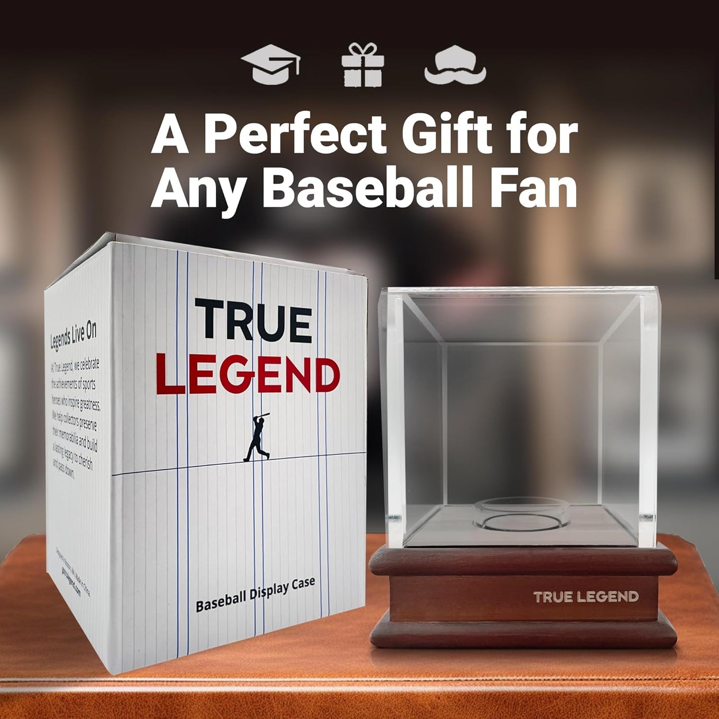 True Legend Baseball Display Case - Premium UV Protection Holder with Thick Acrylic Edges | Ideal for Sports Memorabilia
