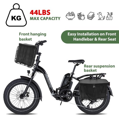 LIQING Bike Basket Front Folding Bicycle Basket with Removable Liner Bag, Quick Release Design Metal Ebike Basket for Adult Women/Men Carrying Dogs, Pets, Fruit & Grocery (XL-Black)