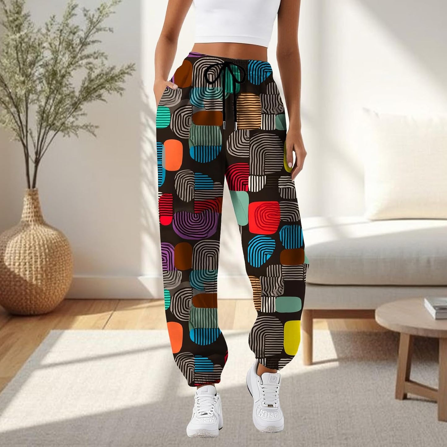 Skiennix Women's Graphic Sweatpants - Casual High Waist Joggers with Pockets | Comfy Fall Fashion
