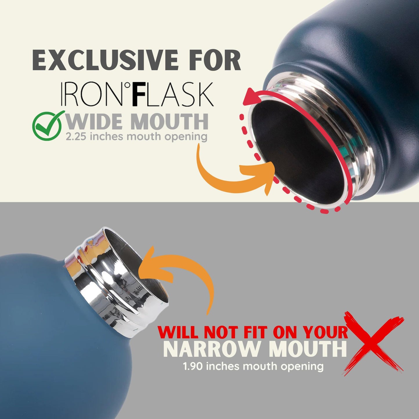 IRON °FLASK Spout Lid for Wide Mouth Water Bottles, 2 Pack