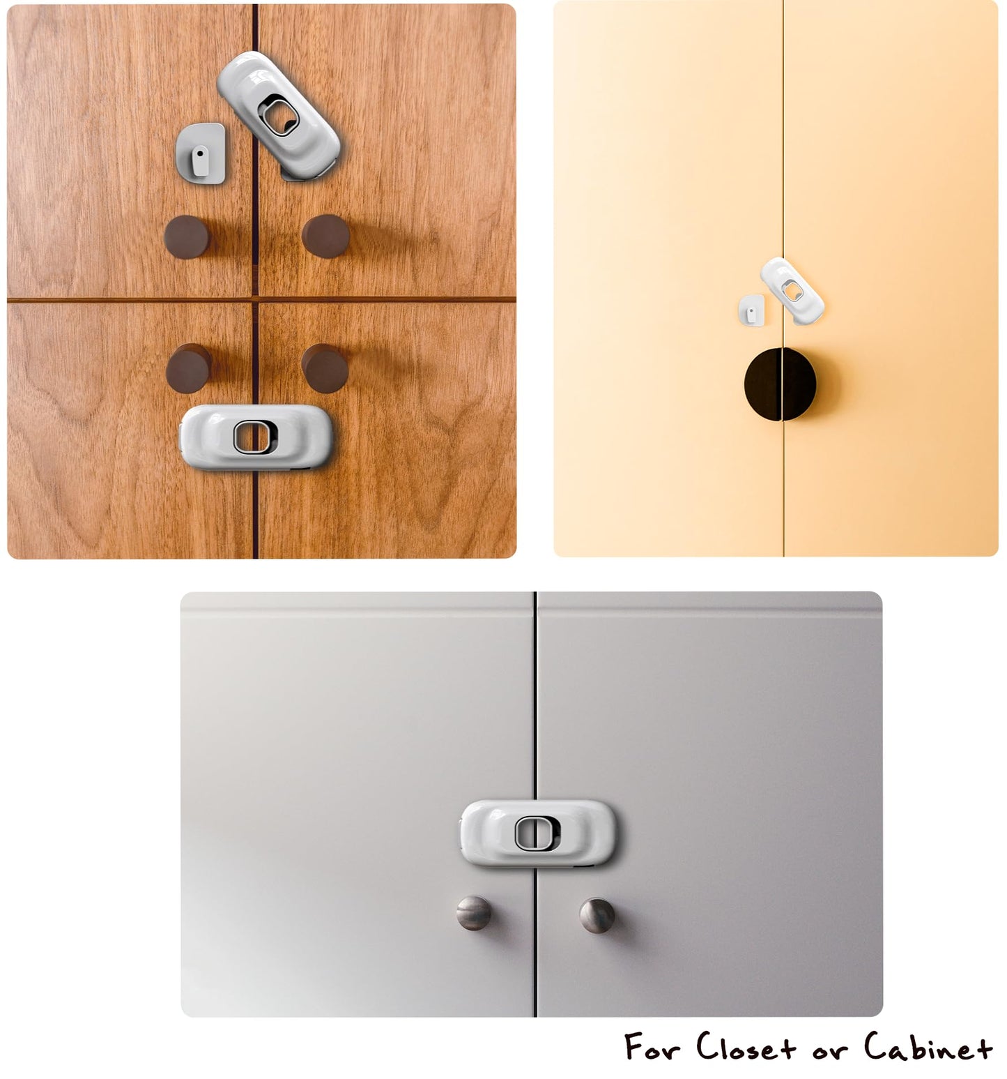 6 of Safety Latch Lock Easy Attachable Install Adhesive for Baby Childen Daycare Child Kids Senior Elder Pet Proofing Accident Prevent Home Kindergarden Preschool Senior Nursery Kitchen Cabinet Fridge