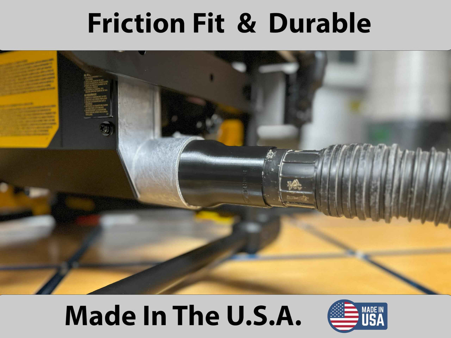 Hose Adapter for 2-1/2" Dust Collection Ports - Made in USA - Connects to Table Saw, Bandsaws, Spindle Sanders, Miter Saws, and other equipment (1-7/8" Hose)