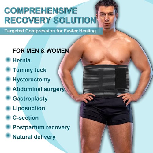 Abdominal Binder Post Surgery Plus Size | Postpartum Belly Band Wrap | Post C Section Belly Binder | Stomach Compression Hernia Belt For Men or Women Hernia Surgery, Natural Birth, Abdominal Injuries,Hysterectomy (2XL/3XL)