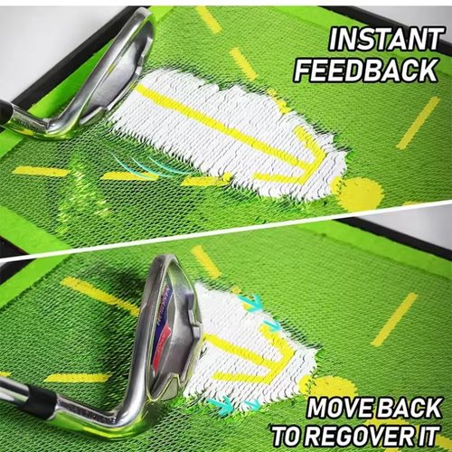 Golf Practice Mats, Golf Hitting Swing Path Mats Feedback with Non-Slip Rubber Backing, Swing Training Accessories