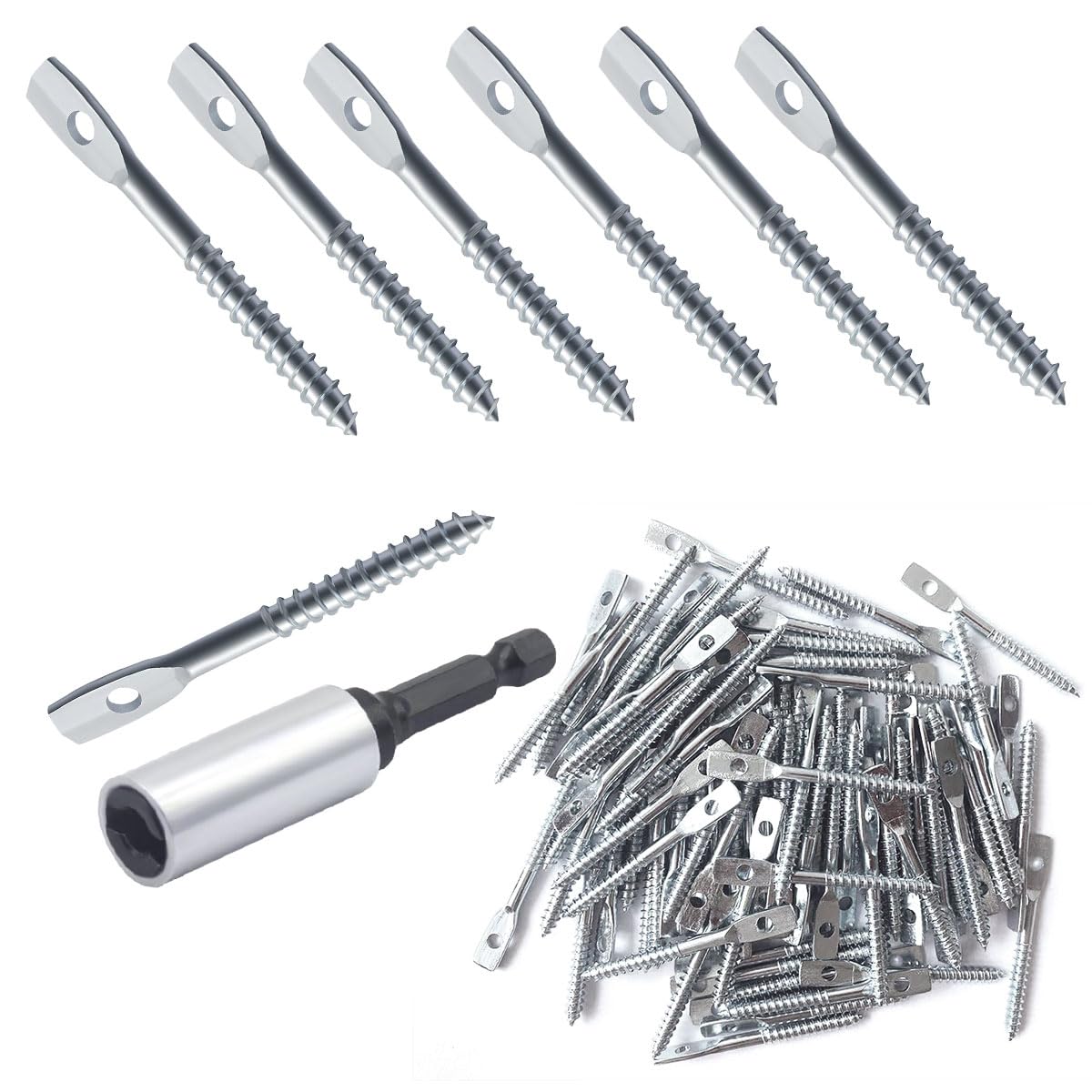 36Pack Eye Lag Screws 2" Eye Lag Wood Screw with 1Pcs Eye Lag Driver Galvanized Carbon Steel Heavy Duty Cement Concrete Wall Anchors Eye Bolts Lag Screw