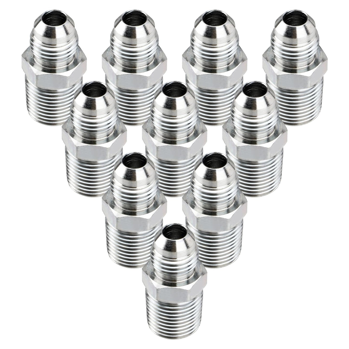 Racewill 10 Pack Hydraulic Hose Adapter Fittings: 3/8" JIC 37° Male x 3/8" NPT Male Thread, Straight Tube Connectors with Protection Cover