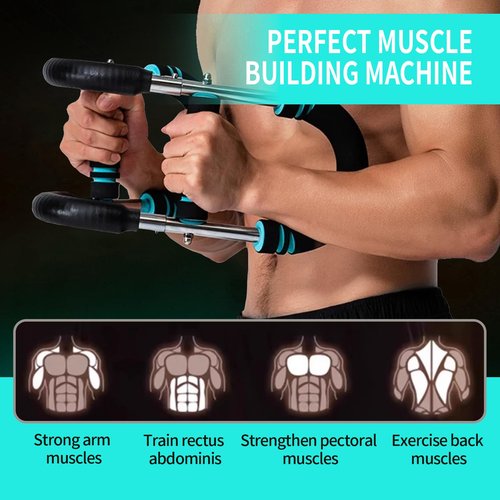 Tillytech Twister Arm Trainer,Adjustable 66-110lbs Chest Workout Equipment for Men & Women, Portable Forearm Strength Trainer with Anti-Slip Handles & Carry Bag (Blue)