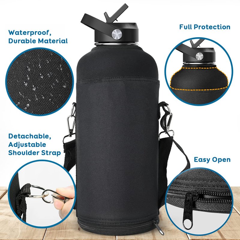 BUZIO Water Bottle Holder Carrying Pouch for 87 oz Bottles - Carry, Protect and Insulate Your Flask with This Military Grade Carrier an Adjustable Padded Shoulder Strap