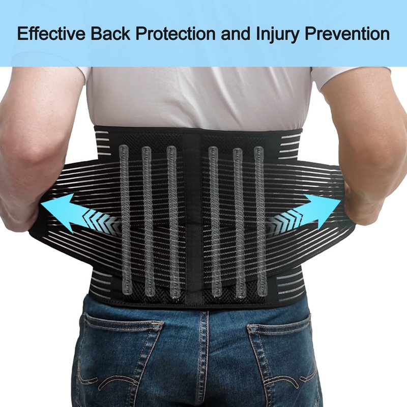 TESETON Back Brace for Men and Women, Back Support Belt Relief Lower Back Pain Herniated Disc, Sciatica, Scoliosis, Breathable Mesh, Lumbar Support Belt with 8 reinforced Bones 02 Black-M