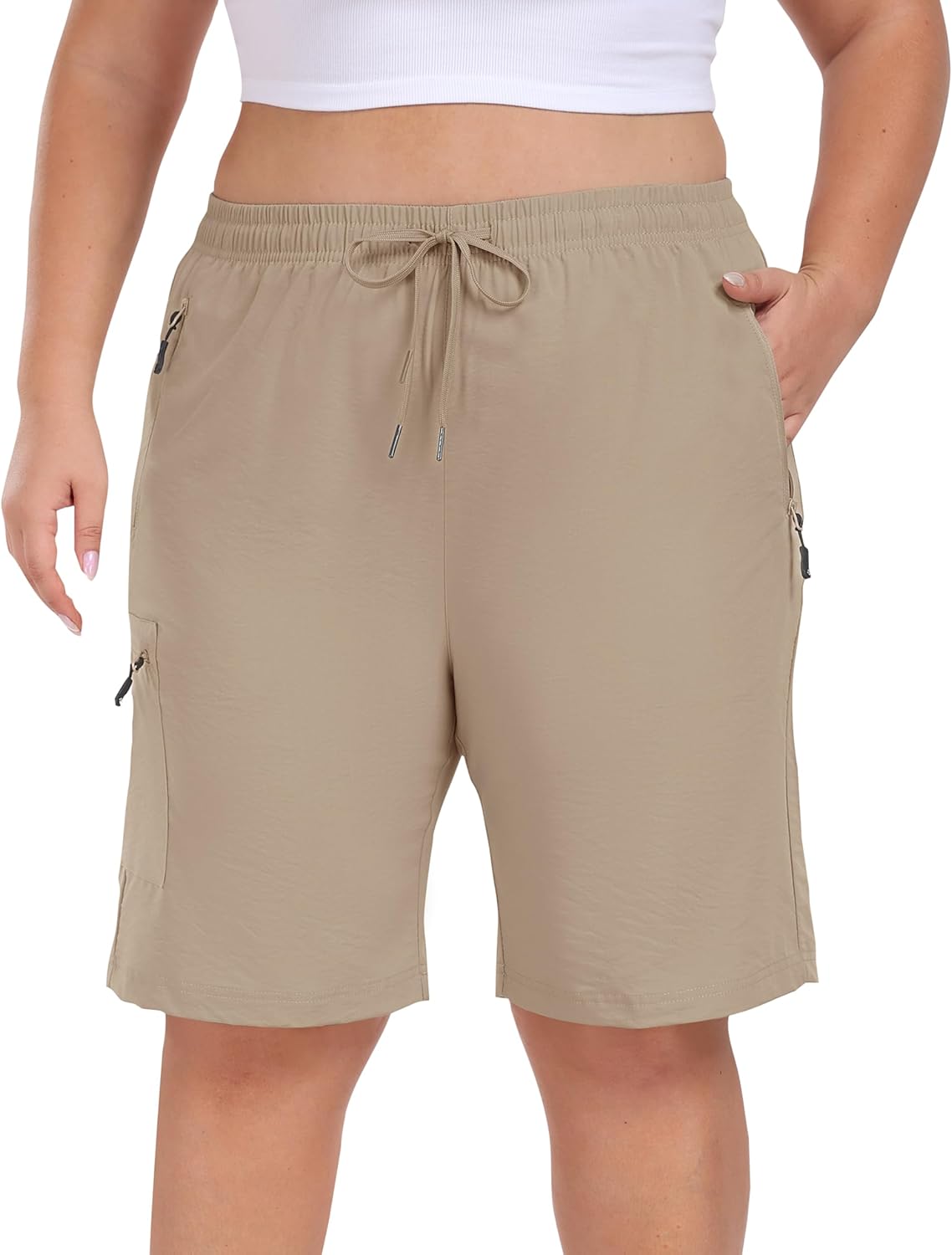 MoFiz Women's Plus Size Hiking Cargo Shorts - Quick Dry Lightweight Summer Activewear with Pockets