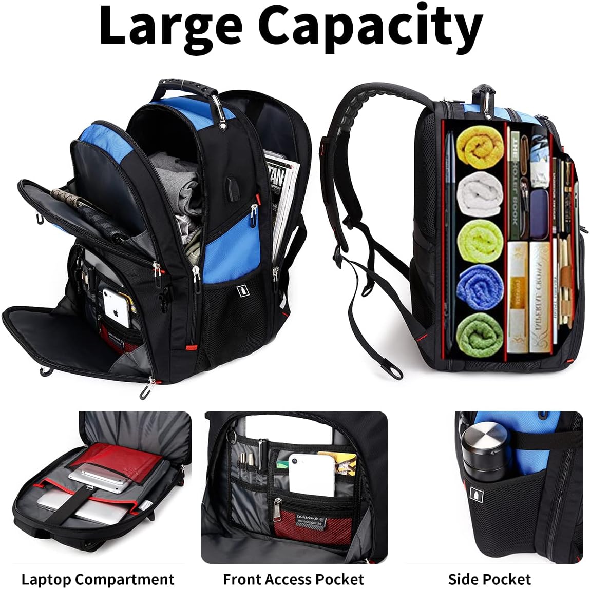 SHRRADOO Extra Large 50L Travel Laptop Backpack - Airline Approved, Fits 17 Inch Laptops for Men & Women