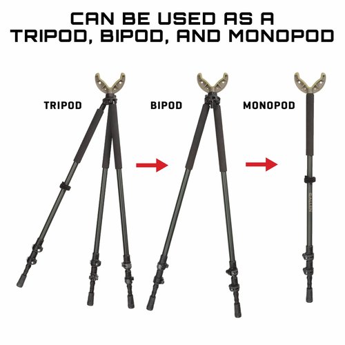 Allen Company Axial Shooting Stick - Adjustable Tripod/Bipod/Monopod 61 inch by Allen with Quick-Snap & Rubber Grip Cradle, Black