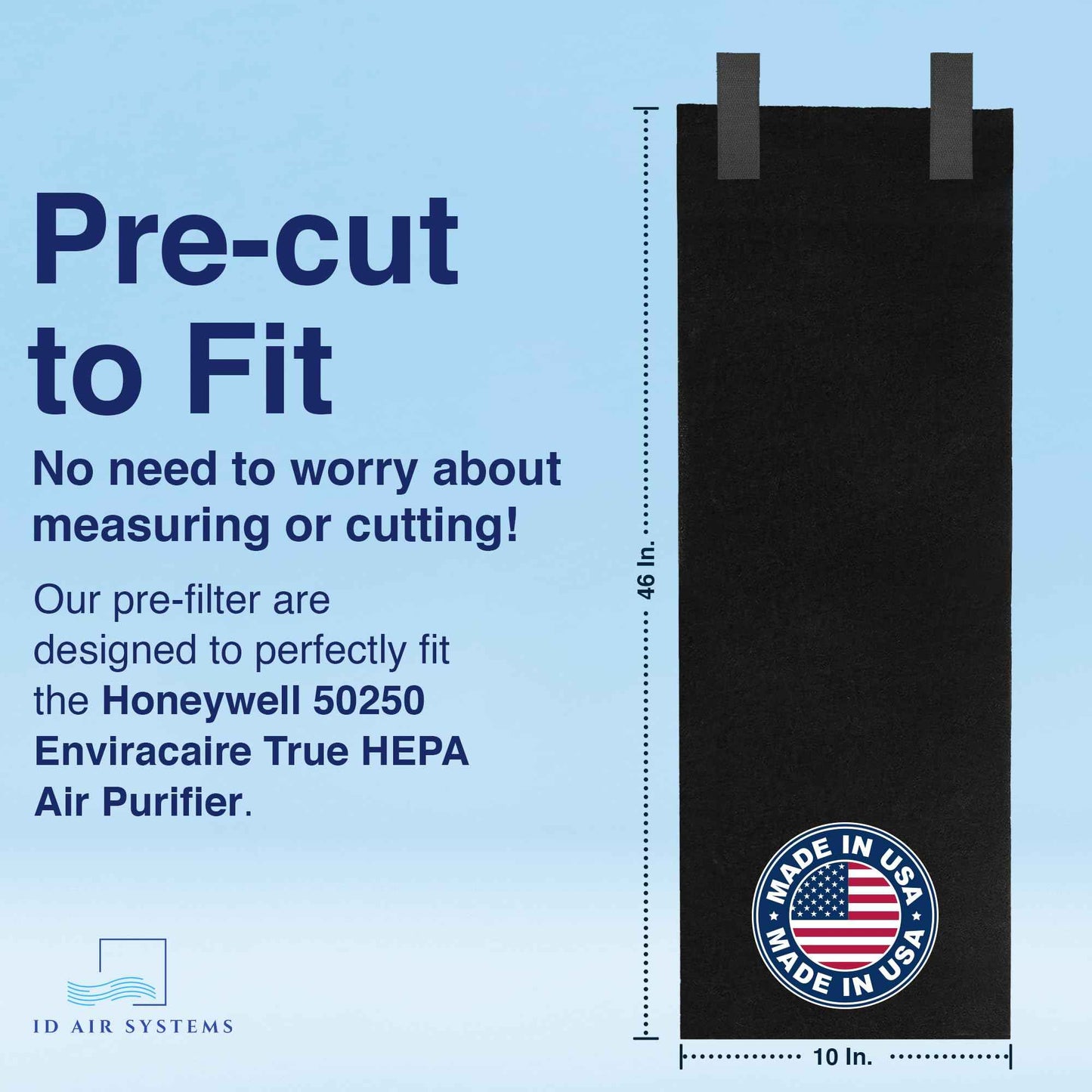 ID Air Systems: Replacement Pre-Filter Compatible with Honeywell 50250 Air Purifier – Fits Models Using True HEPA Filters – Activated Carbon and Zeolite for Odor Control (2 Pack), Made in USA