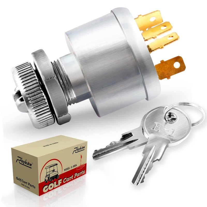 Roykaw Golf Cart Ignition Switch and Key 4 Terminal with Lights Compatible with TXT/Medalist/ST Series Golf Cart Models Replaces OEM # 33639G01