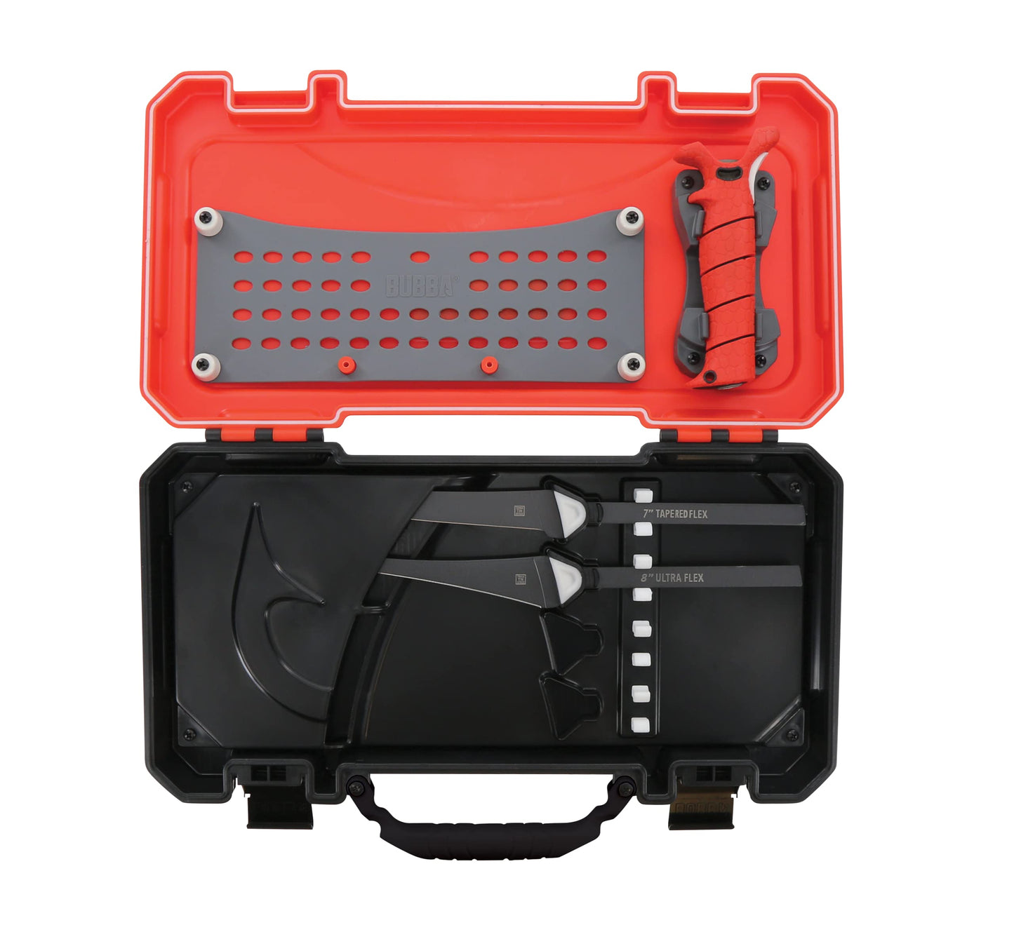 BUBBA Freshwater Multi-Flex Interchangeable Blade Kit, with Non-Slip Grip Handle, 2 Ti-Nitride S.S. Coated Non-Stick Blades and Case for Fishing