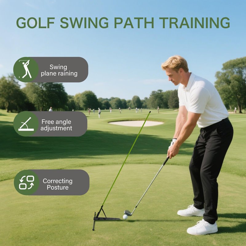 tzvvi Golf Alignment Stick Holder, Golf Training Aid Teaching Equipment for Aiming, for Putting, Aiming, Full Swing Trainer, Posture Corrector, Golf Swing Trainer with Metal Sticks #G
