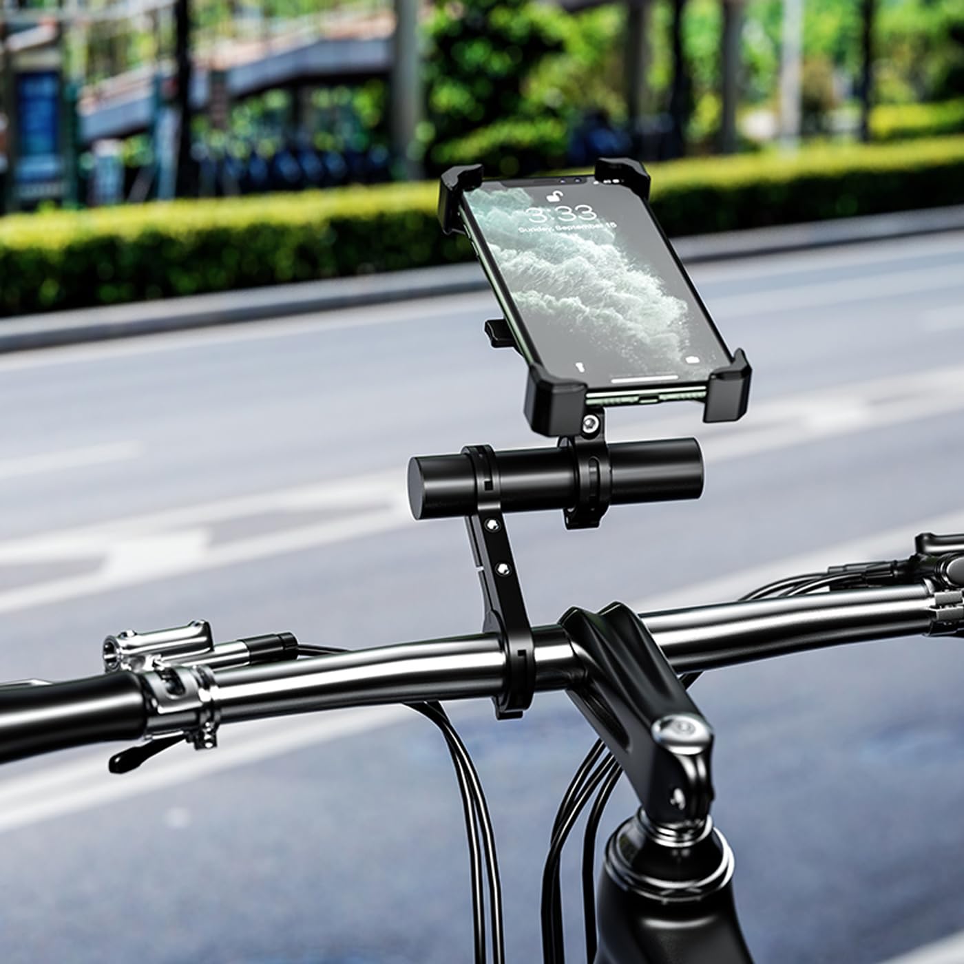 Mesee Bike Handlebar Extender Bicycle Handlebar Clamps Extension Mount Holder Aluminum Alloy Single Clamp Cycling Bracket for Bike LED Light, GPS, Speedometer