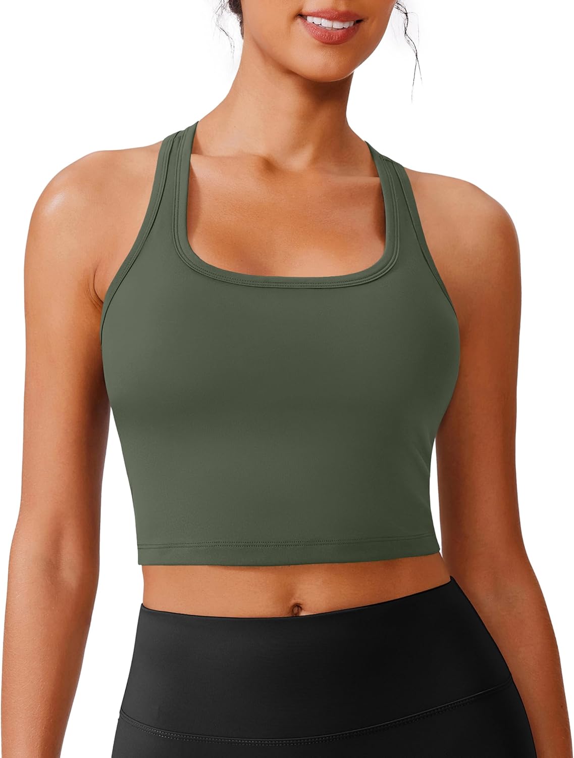 PINSPARK Sports Bra - Longline Racerback Yoga Top for Women | Padded Workout Tank, Comfortable Fit