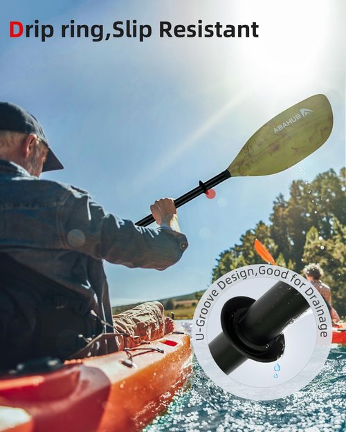 Abahub Adjustable Kayak Paddle - 210-250 cm Floating Oars for Boating & Canoeing - Black