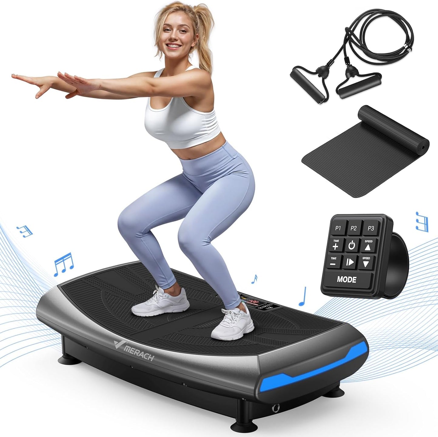 MERACH Vibration Plate - 7-in-1 4D Exercise Machine with Glide, Swing & Massage | Whole Body Workout Platform for Home Fitness