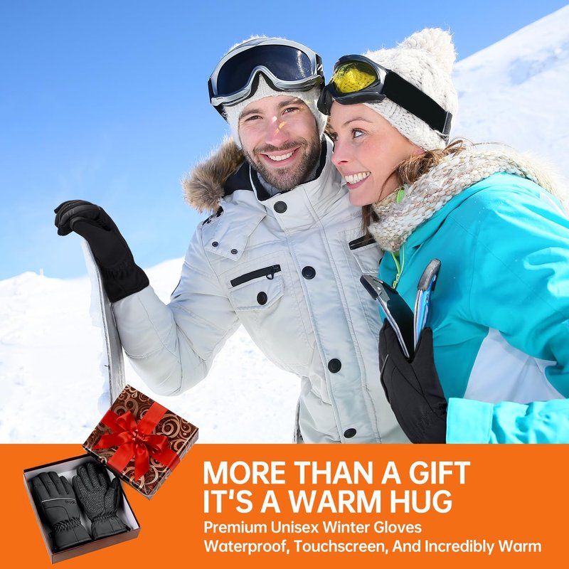 ihuan Winter Waterproof Skiing Gloves for Men & Women, Cold Weather Thermal Gloves with Touchscreen Fingers, Windproof, Snowboarding, Running, Cycling, Driving, Hiking, Motorcycling